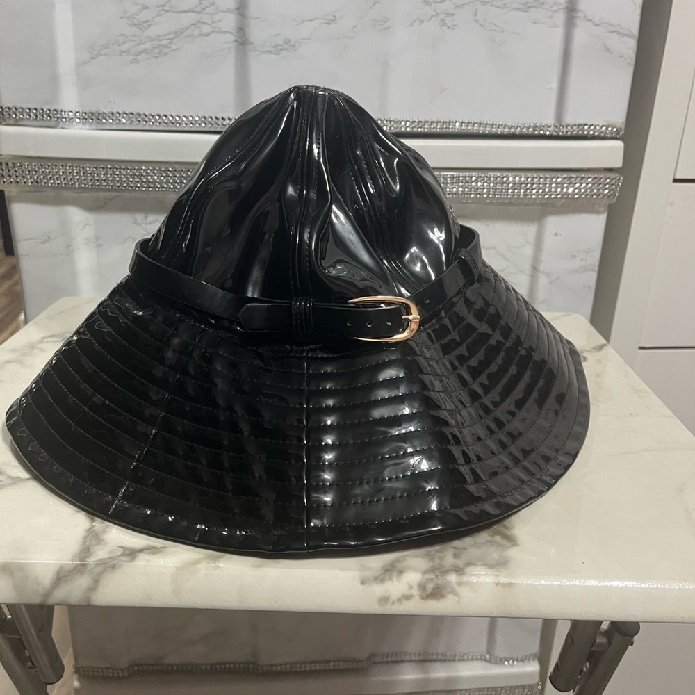 patent leather rain hat